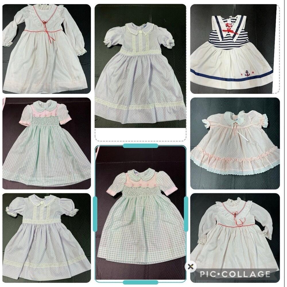 8 vintage girls dress lot